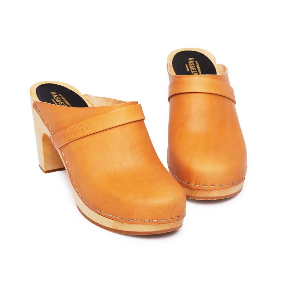 Swedish Hasbeens Leather Clogs - Size 37